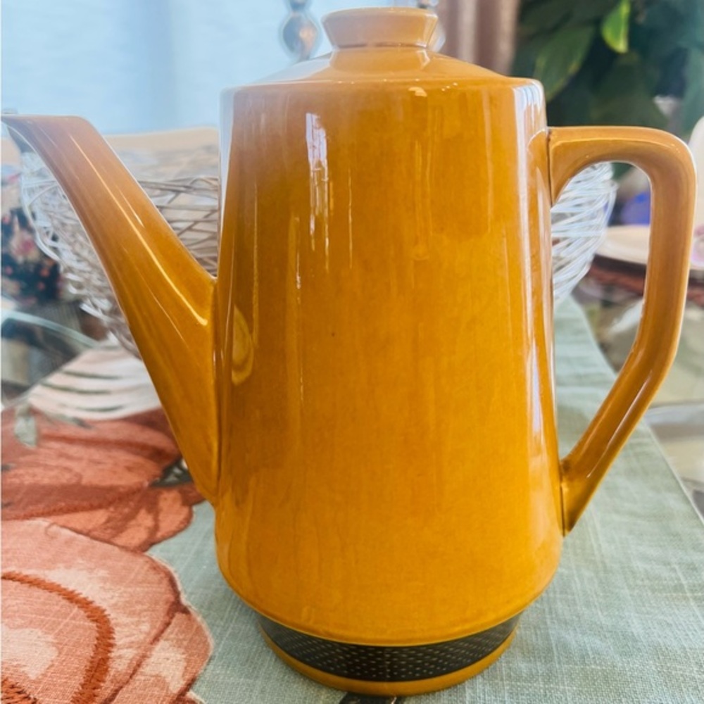 Vintage Aurora Ironstone 4267 Golden Yellow 5 Cup Coffee Pot Teapot W Lid